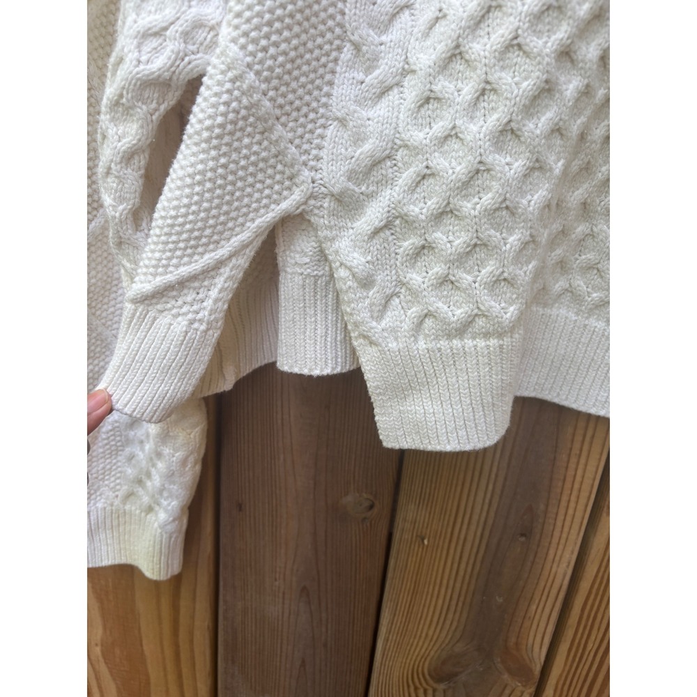 Future Collective Reese Blutstein Cream Cable Knit Cropped Sweater Womens Large - Picture 7 of 8